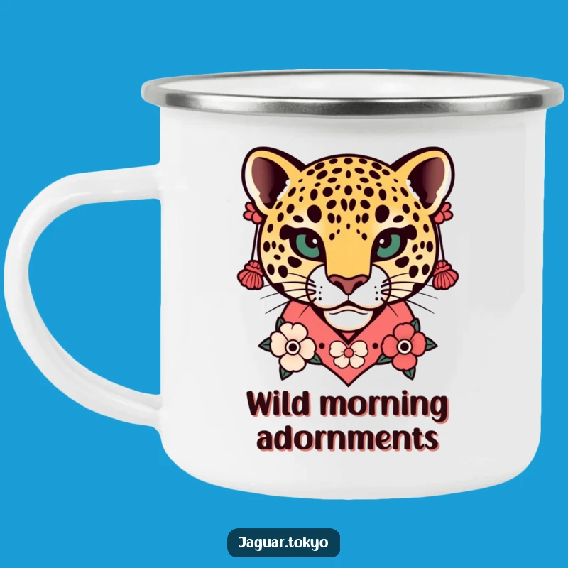 Funny Floral Jaguar Head Kimono Camping Mug - Adventure Style Gift