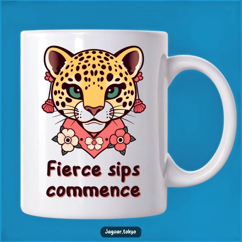 Funny Floral Jaguar Head Kimono Mug - Stylish Artistic Gift