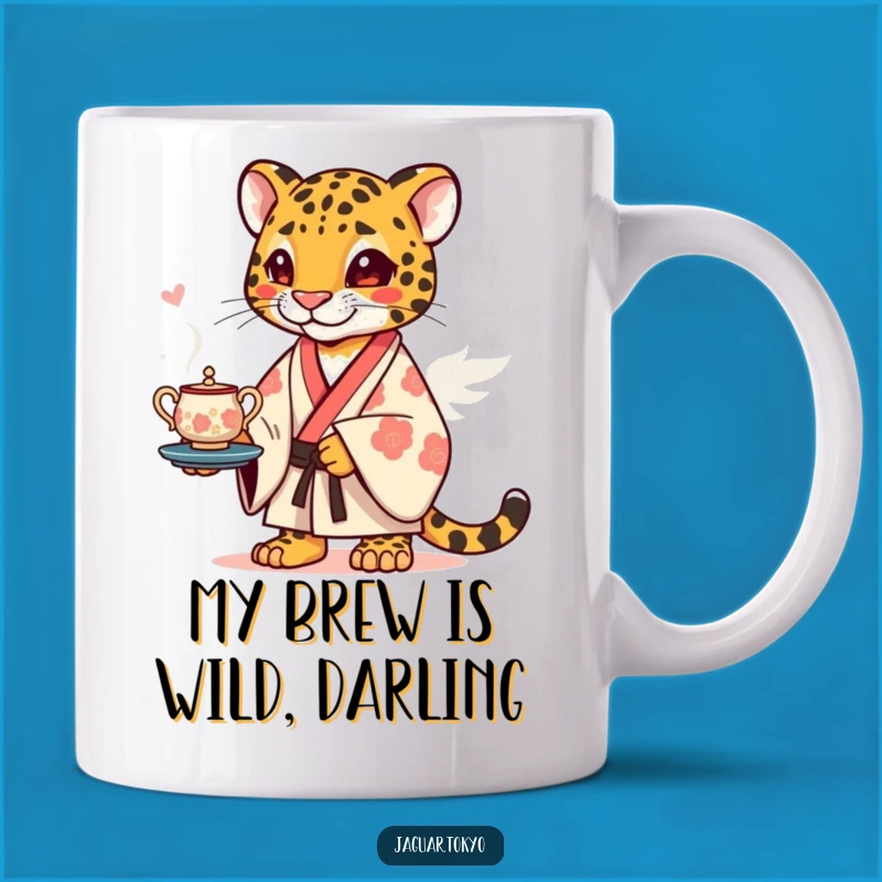 Funny Jaguar Kimono Tea Party Mug - Hilarious Animal Lover Gift Idea!