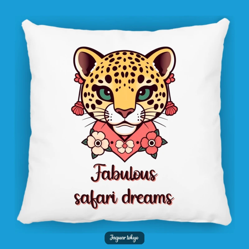 Funny Floral Jaguar Head Kimono Pillow - Artistic Accent Gift