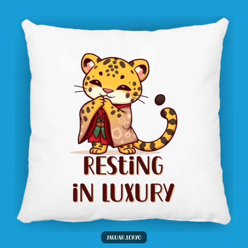 Funny Jaguar Pillow: Regal Kimono Feline Cushion - Luxurious Funny Gift
