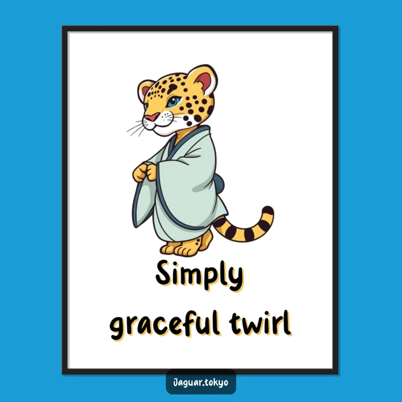 Elegant Jaguar Kimono Digital Print: Refined Feline Art Twirling Gracefully