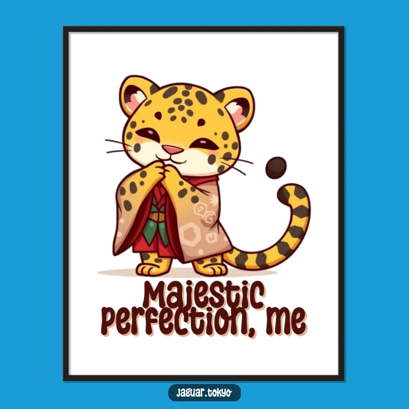 Funny Jaguar Digital Art: Kimono Bow Printable - Instant Majestic Decor