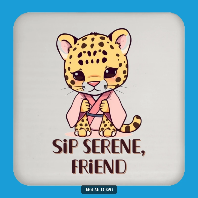 Funny Shy Jaguar Kimono Coaster: Pastel Art Protecter, Perfect Drink Gift