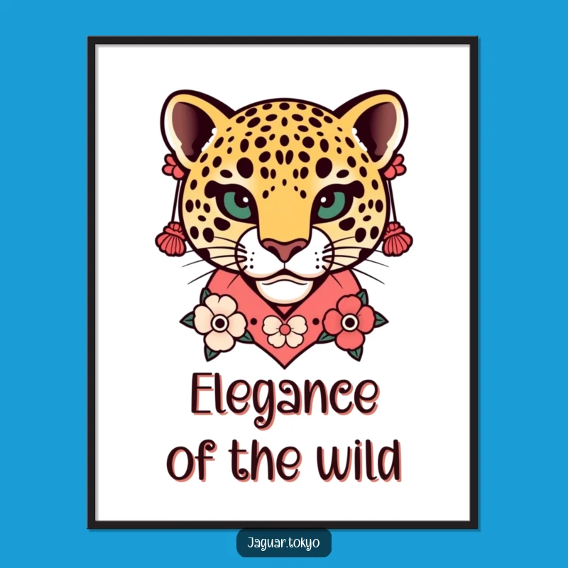 Funny Floral Jaguar Head Kimono Poster - Vibrant Wall Art Gift