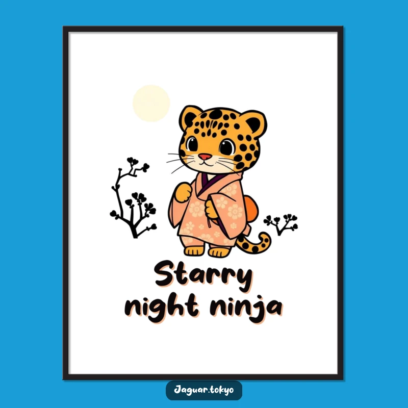 Funny Jaguar Kimono Starry Night Poster - Stunning Wall Art Gift