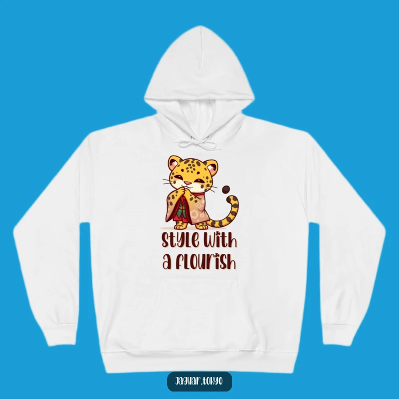 Funny Jaguar Hoodie: Majestic Kimono Bowing Cat Sweatshirt - Regal Gift
