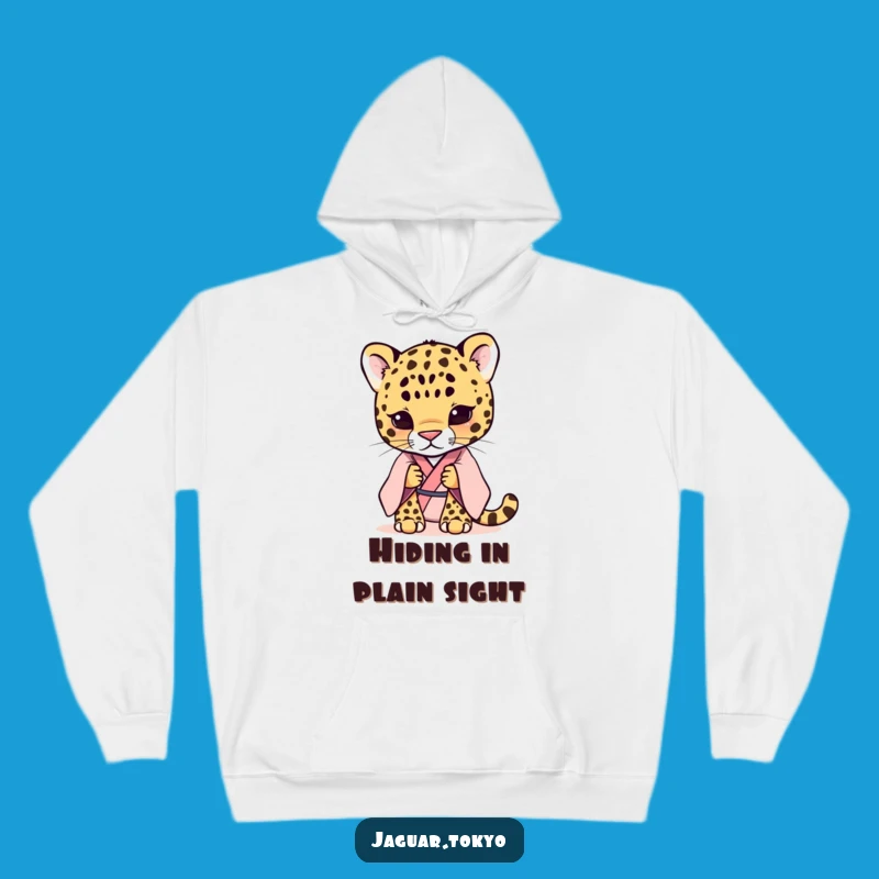 Funny Shy Jaguar Kimono Hoodie: Cozy Pastel Animal Sweatshirt, Perfect Comfort Gift