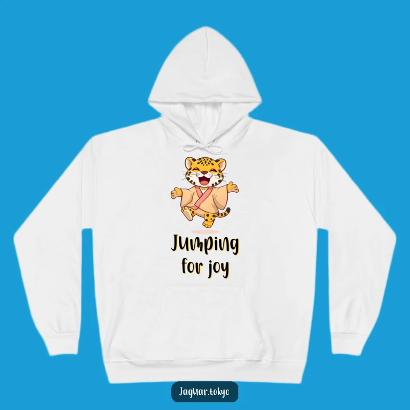 Cozy Jaguar Kimono Hoodie: Playful Feline Jumping with Glee in Comfort