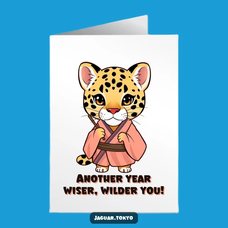 Free Printable Birthday Card: Curious Jaguar Fan – Peek-a-boo Downloadable for Fun