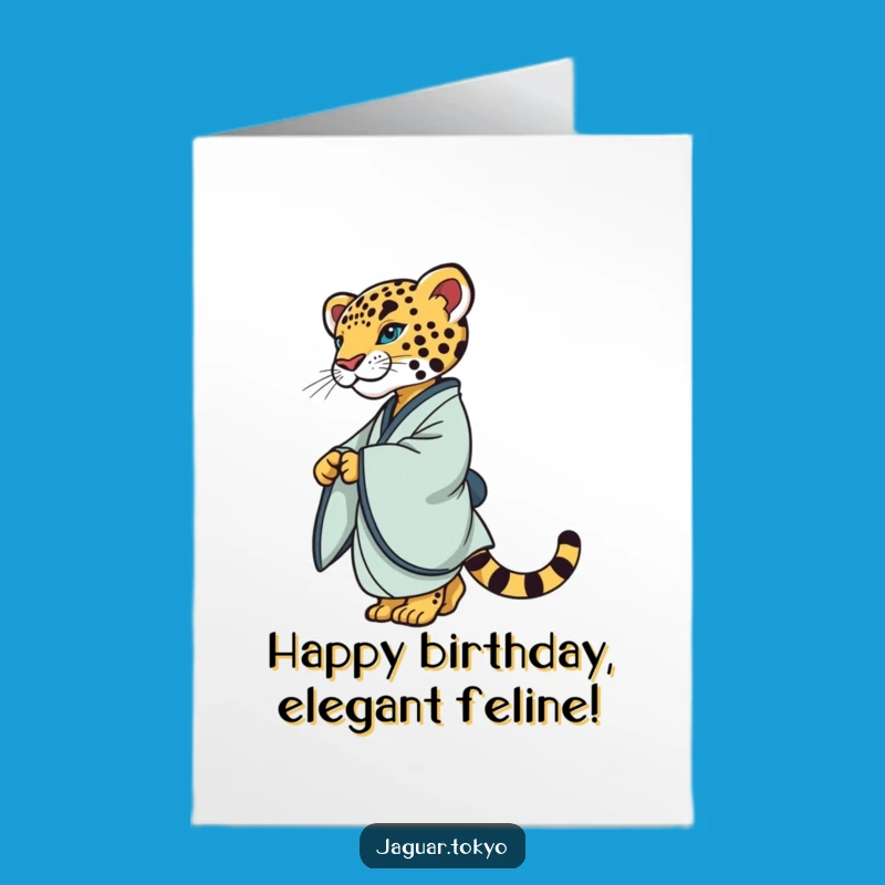 Elegant Jaguar Twirl Free Printable Birthday Card - Sophisticated Downloadable Gift