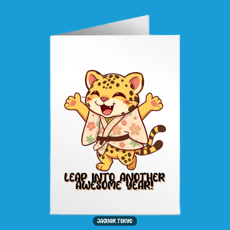 Free Printable Birthday Card: Joyful Jaguar Leap – Fun Downloadable for Festive Fun