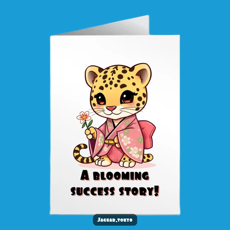 Sweet Free Printable Congrats Card: Jaguar Flower Offering, Charming Downloadable Gift