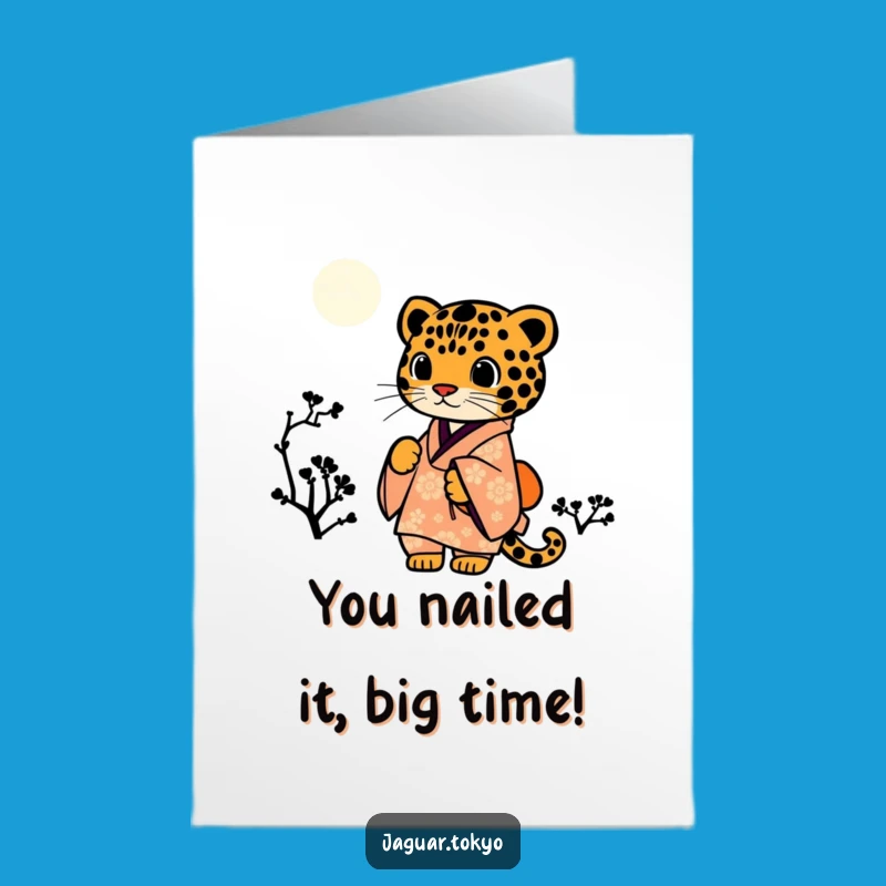 Free Printable Congrats Card: Jaguar Kimono Starry Night Funny Downloadable Gift