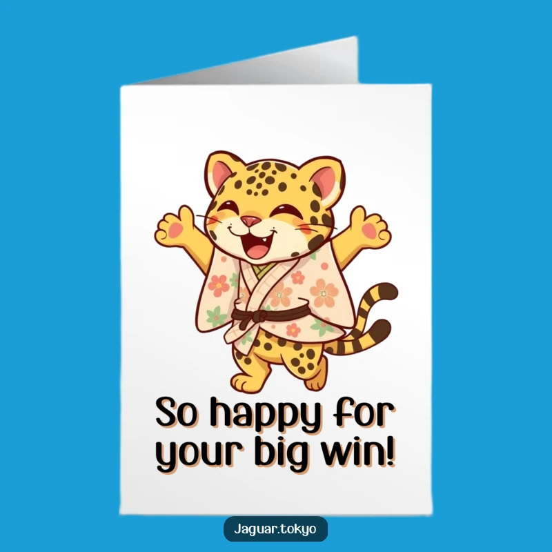 Free Printable Congrats Card: Joyful Jaguar Leap - Energetic Downloadable for Big Cheers