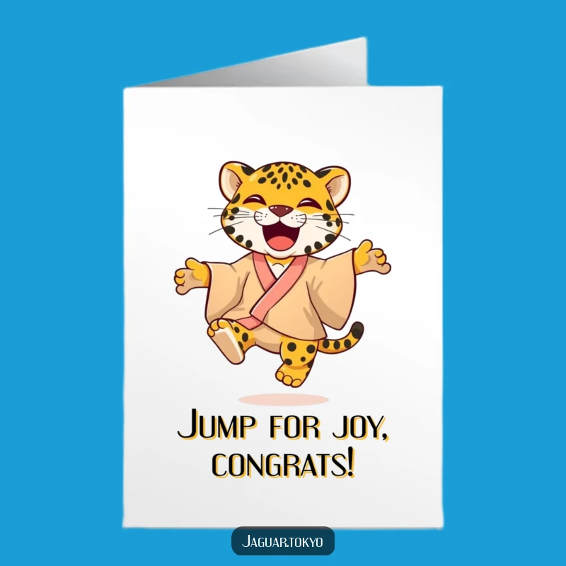 Gleeful Jaguar Congrats Free Printable Card - Energetic Downloadable Gift