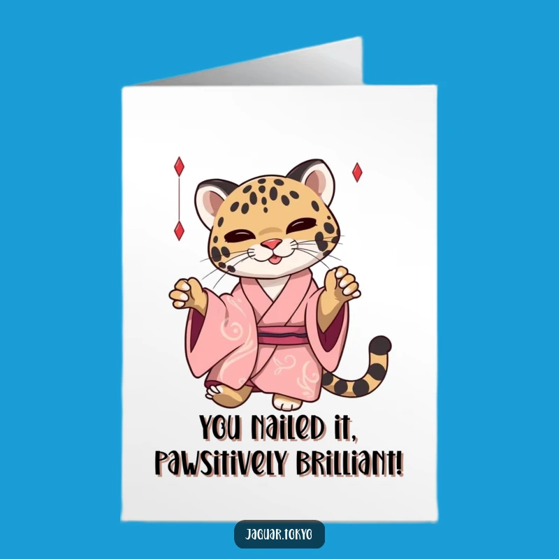 Free Printable Congrats Card: Playful Jaguar - Elegant Downloadable for Stylish Wins