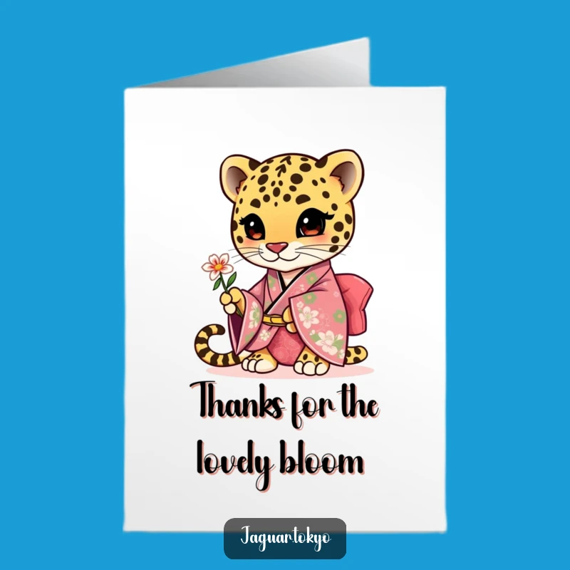 Free Printable Thank You Card: Jaguar's Floral Gift, Heartwarming Downloadable Present