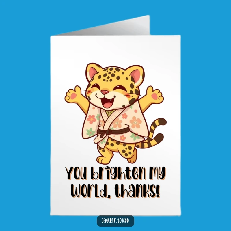 Free Printable Thank You Card: Joyful Jaguar Leap – Vibrant Downloadable for Enthusiastic Thanks