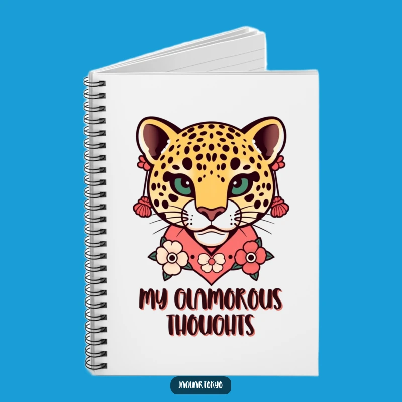 Funny Floral Jaguar Head Kimono Notebook - Artistic Journal Gift