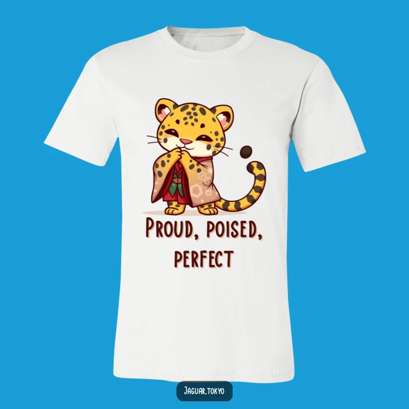 Funny Jaguar Kimono T-Shirt: Graceful Bowing Feline Tee - Elegant Gift