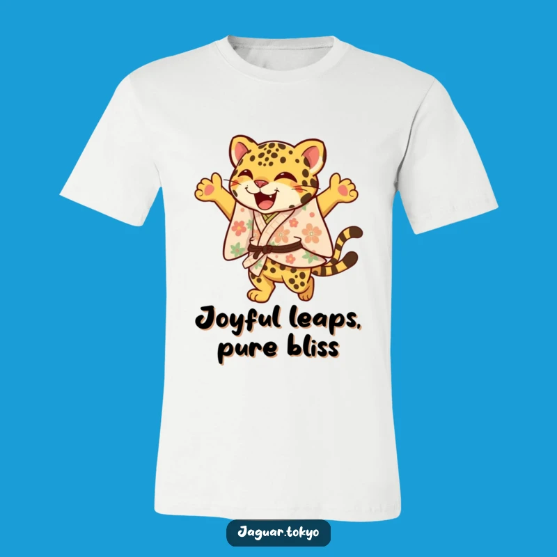Funny Jaguar Kimono T-Shirt: Energetic Leap Feline Tee - Cheerful Fun Gift