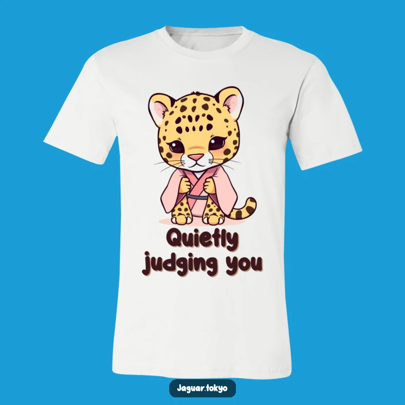 Funny Shy Jaguar Kimono T-Shirt: Cute Animal Graphic Tee, Perfect Pastel Gift