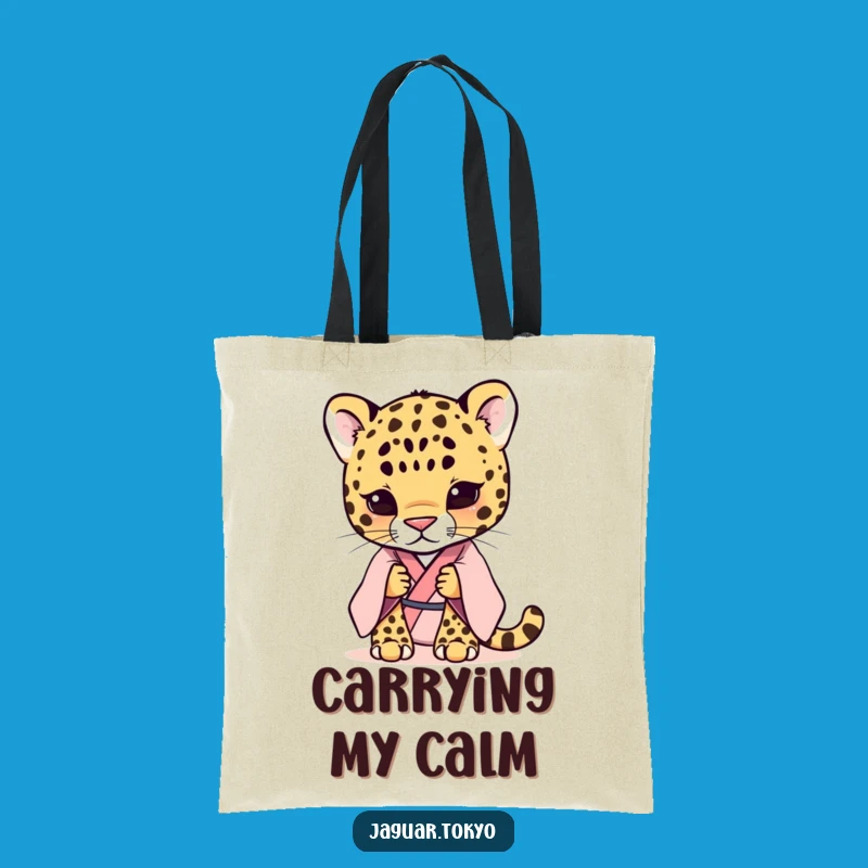 Funny Shy Jaguar Kimono Tote Bag: Cute Pastel Art, Perfect Eco-Friendly Gift
